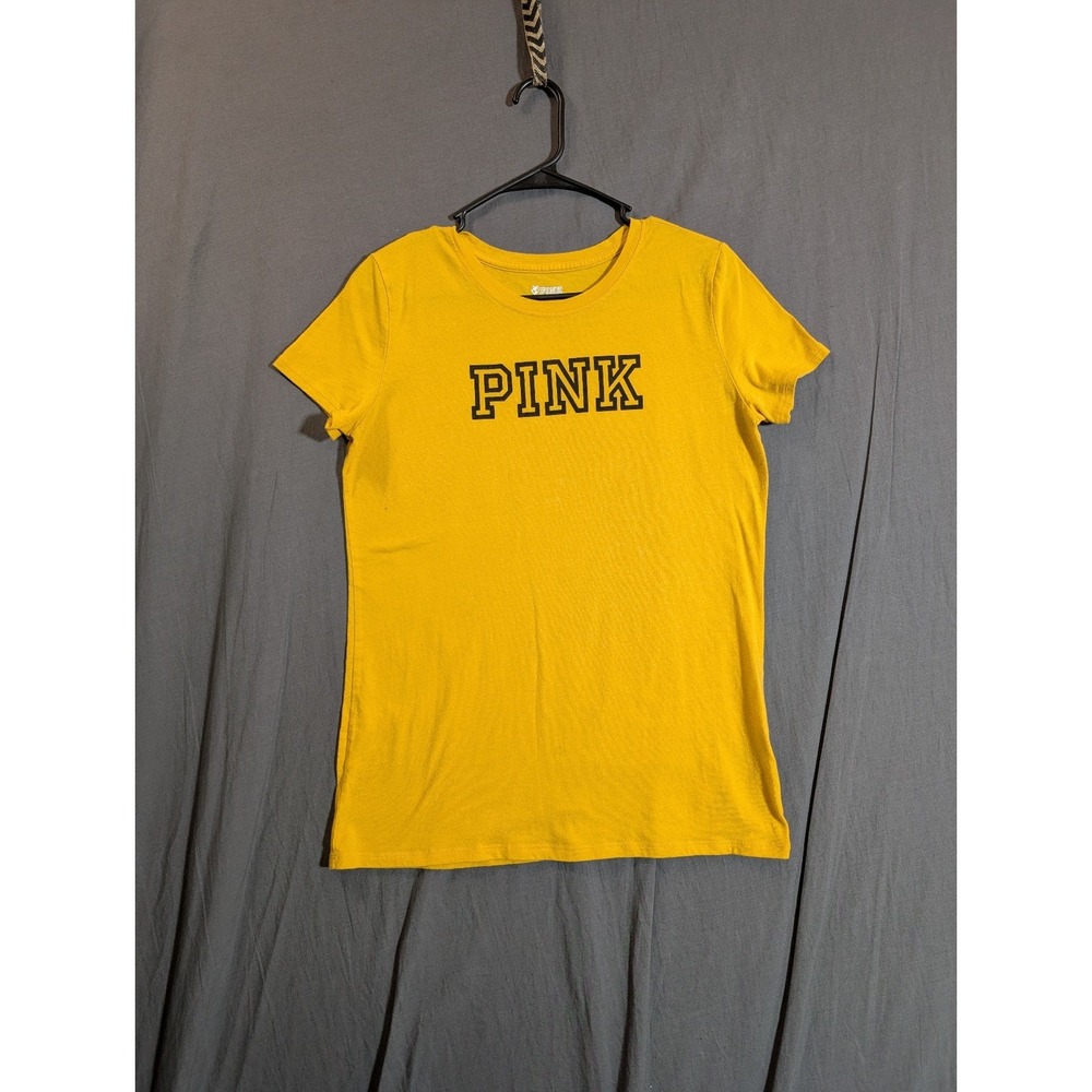 PINK Victoria's Secret Yellow Fitted Short Sleeve Tee Size Medium